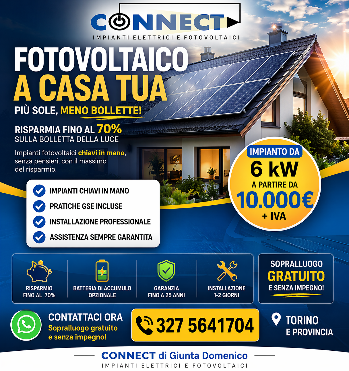 Pubblicità impianto fotovoltaico per abitazioni